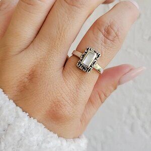 925 Sterling Silver Women's Mother of Pearl Ring Statement Engagement Promise